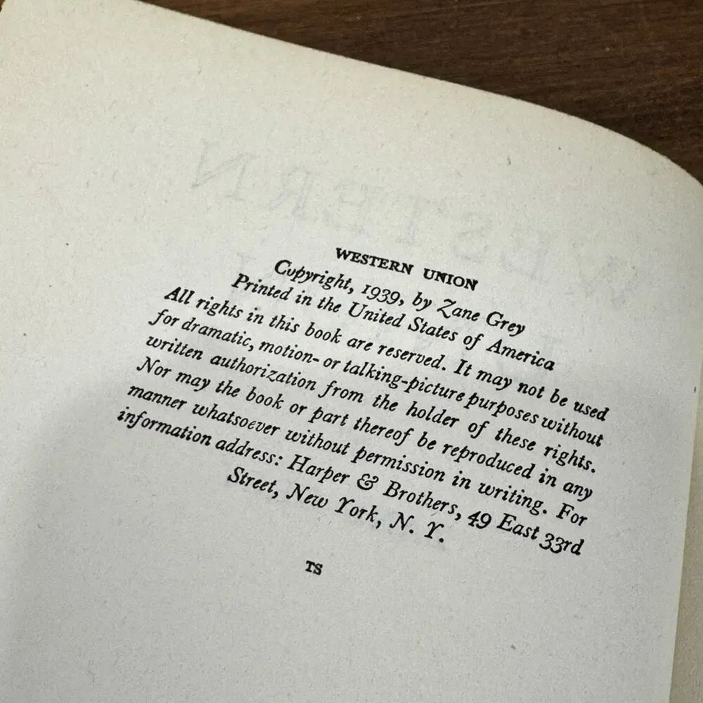 Western Union by Zane Grey 1939 Grosset & Dunlap Hardcover w/ Dust Jacket